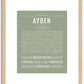 Ayden (male) | Name Art Print