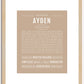 Ayden (female) | Name Art Print