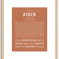 Ayden (female) | Name Art Print