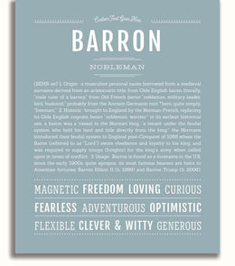 Barron Personalized Name Meaning Art Prints – Name Stories