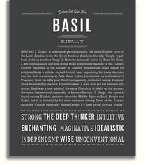 Basil Personalized Name Meaning Art Prints – Name Stories