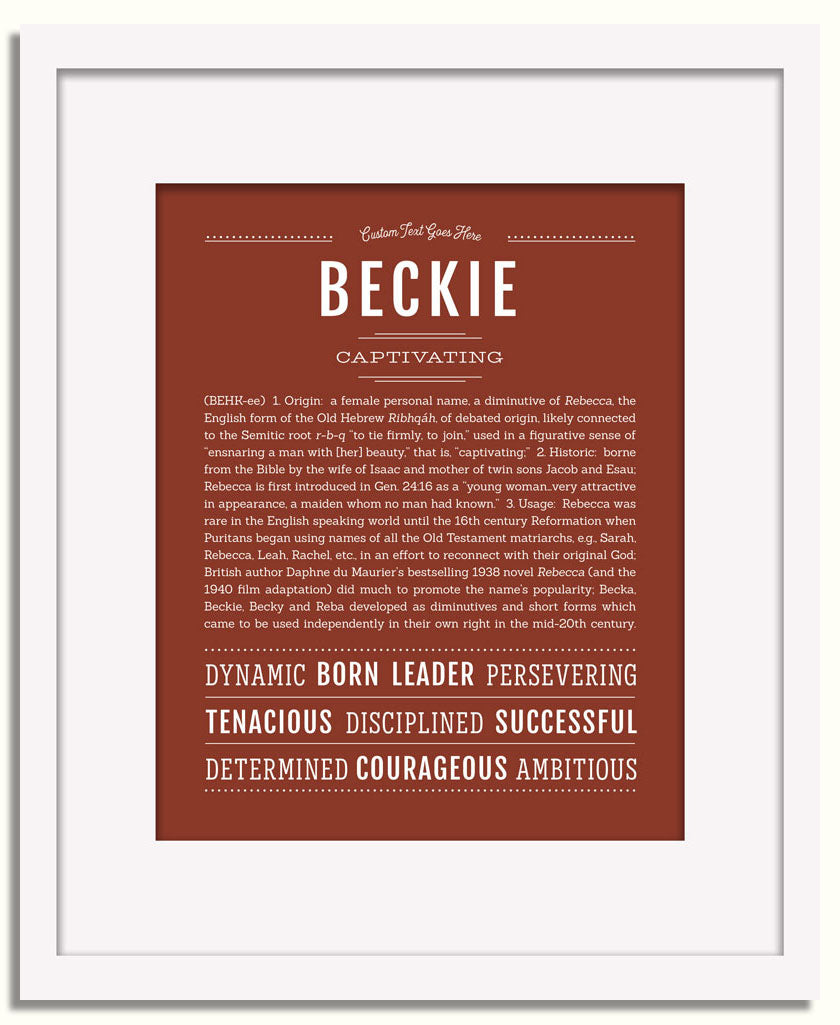 Beckie Personalized Name Meaning Art Prints – Name Stories