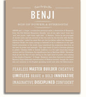 Benji Personalized Name Meaning Art Prints – Name Stories