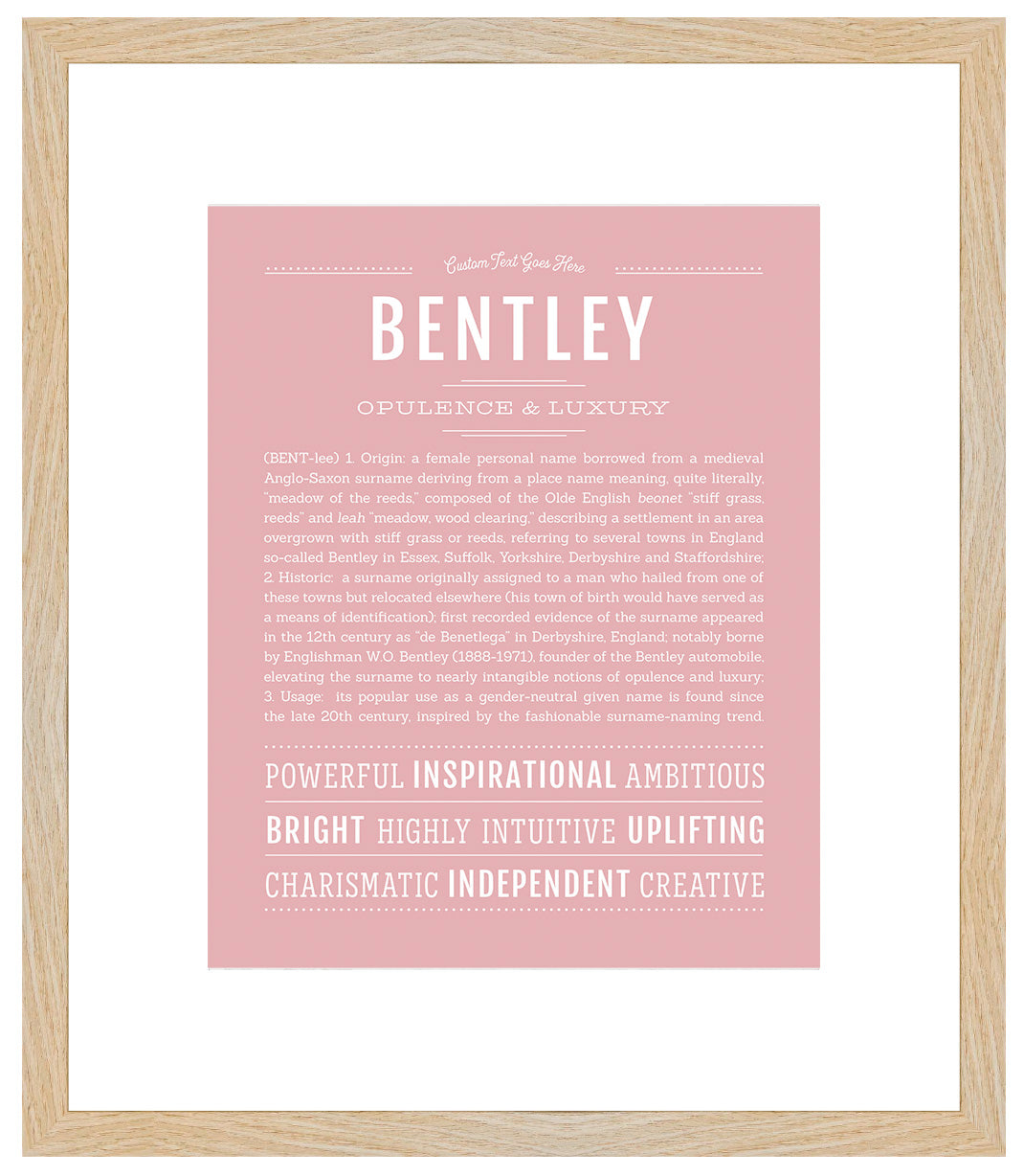 Bentley (female) | Name Art Print