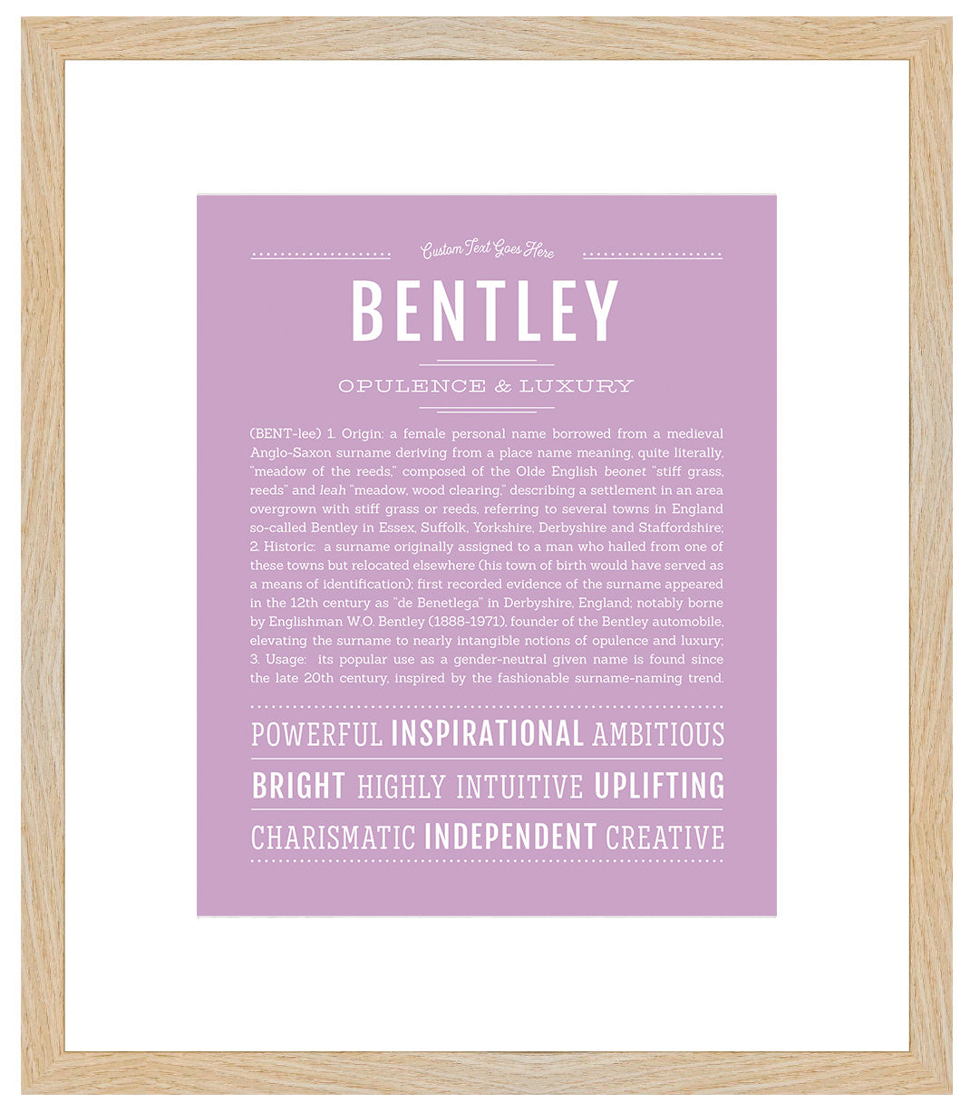 Bentley (female) | Name Art Print