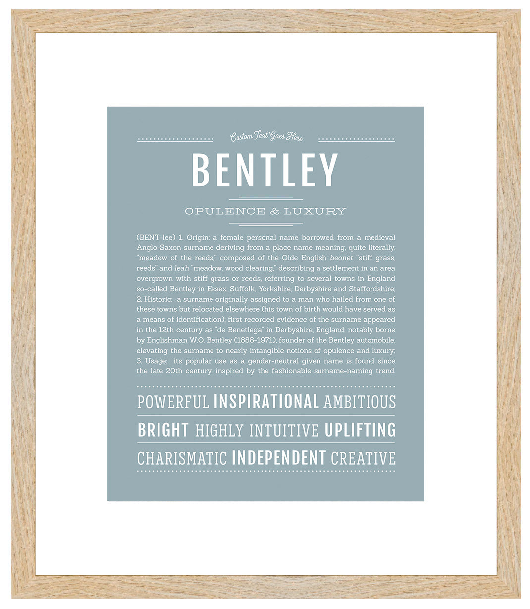 Bentley (female) | Name Art Print