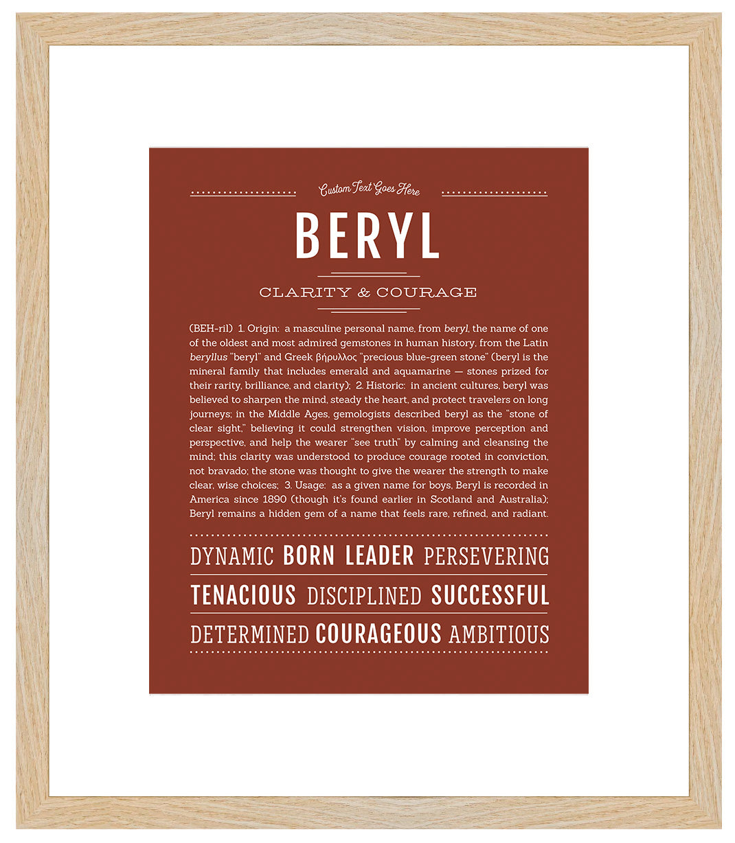 Beryl (male) | Name Art Print
