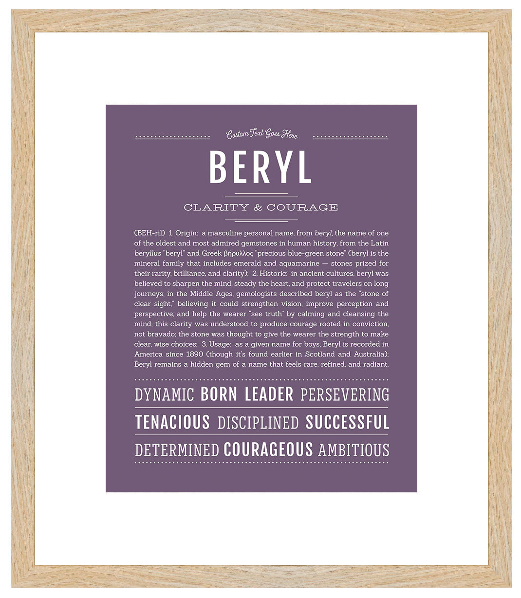 Beryl (male) | Name Art Print