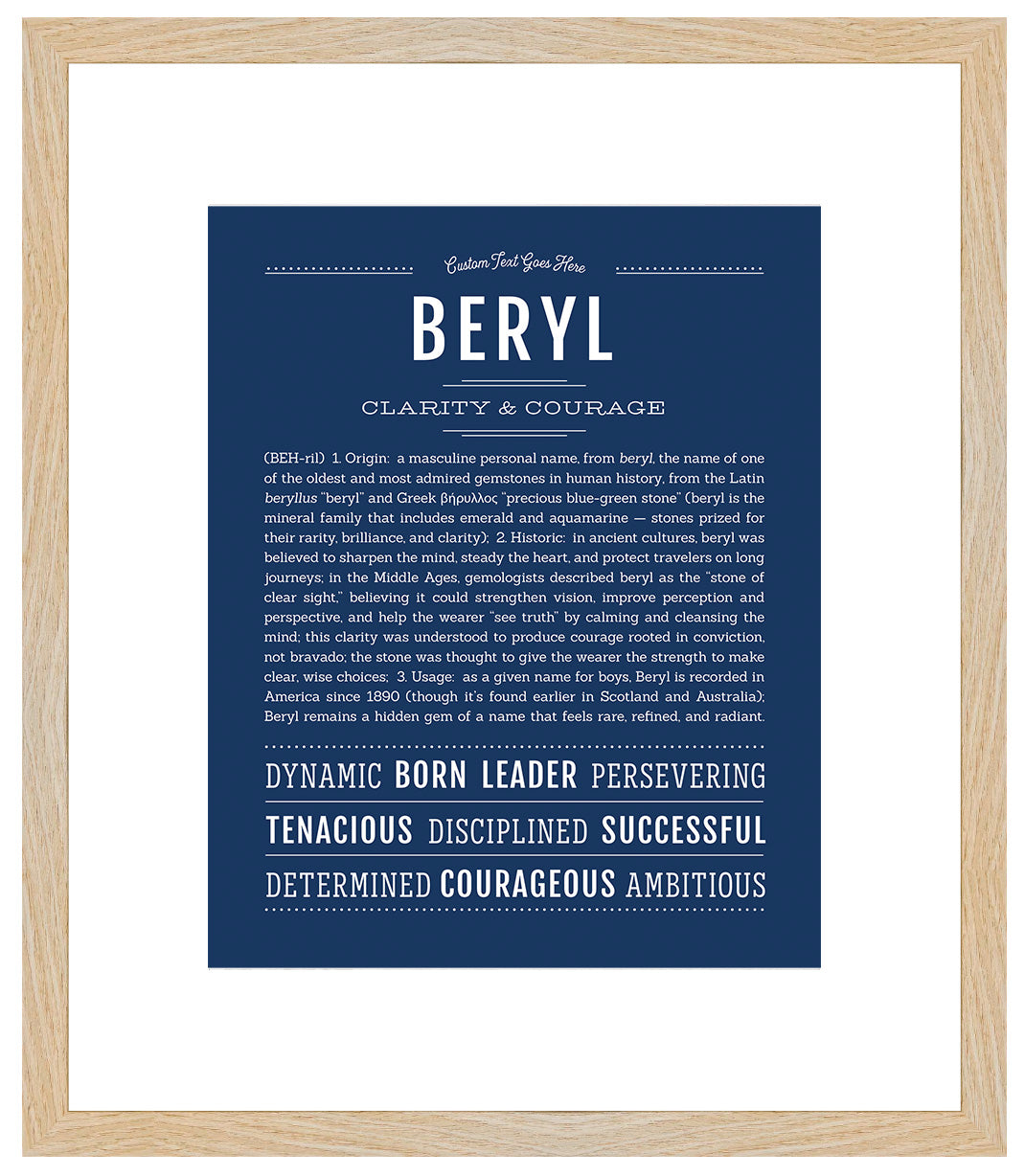 Beryl (male) | Name Art Print