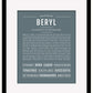 Beryl (male) | Name Art Print