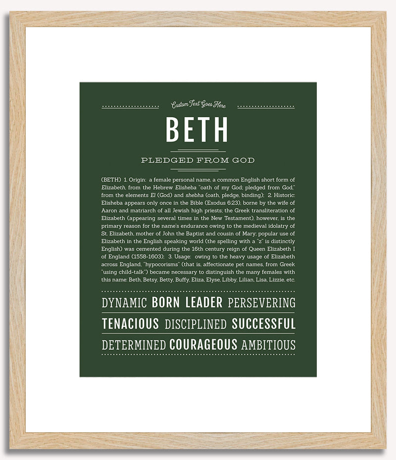Beth Personalized Name Meaning Art Prints – Name Stories