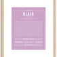 Blair (male) | Name Art Print