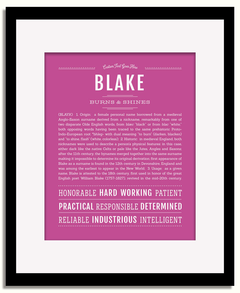 Frame Options | Dark Pink | Black Frame, Matted