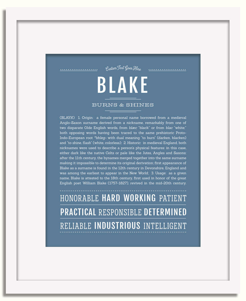 Frame Options | Steele Blue | White Frame, Matted