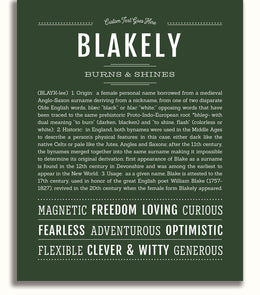 Blakely In Cursive Blakely | Name Art Print – Name Stories