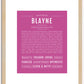 Blayne (male) | Name Art Print