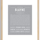 Blayne (male) | Name Art Print