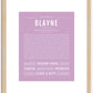 Blayne (male) | Name Art Print