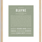 Blayne (male) | Name Art Print