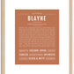 Blayne (male) | Name Art Print