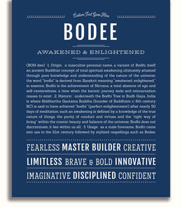 Bodee Personalized Name Meaning Art Prints – Name Stories