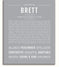 Brett Personalized Name Meaning Art Prints – Name Stories