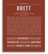 Brett Personalized Name Meaning Art Prints – Name Stories