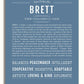 Brett Personalized Name Meaning Art Prints – Name Stories