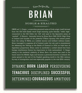 Brian Personalized Name Meaning Art Prints – Name Stories