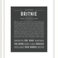 Britnie | Name Art Print
