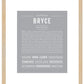 Bryce (female) | Name Art Print