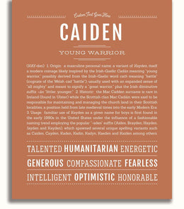 Caiden Personalized Name Meaning Art Prints – Name Stories