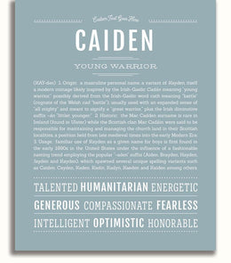 Caiden Personalized Name Meaning Art Prints – Name Stories