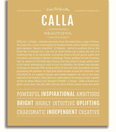 Calla Personalized Name Meaning Art Prints – Name Stories