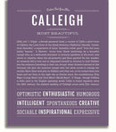 Calleigh Personalized Name Meaning Art Prints – Name Stories
