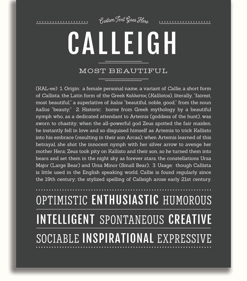 Calleigh Personalized Name Meaning Art Prints – Name Stories