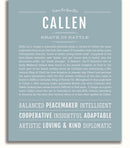 Callen Personalized Name Meaning Art Prints – Name Stories