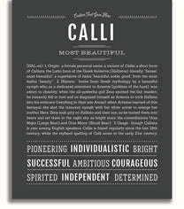 Calli Personalized Name Meaning Art Prints – Name Stories