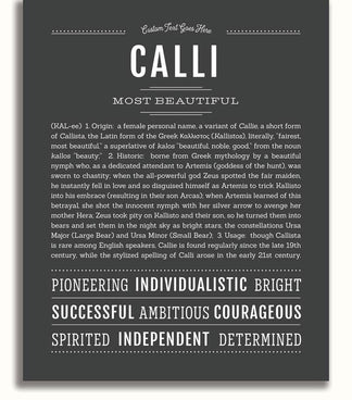 Calli Personalized Name Meaning Art Prints – Name Stories