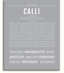 Calli Personalized Name Meaning Art Prints – Name Stories