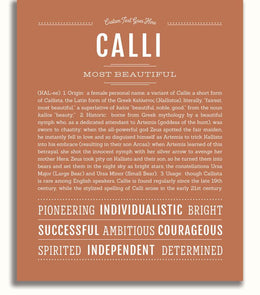 Calli Personalized Name Meaning Art Prints – Name Stories