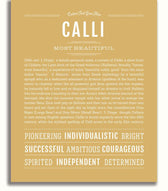 Calli Personalized Name Meaning Art Prints – Name Stories