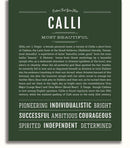 Calli Personalized Name Meaning Art Prints – Name Stories