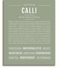Calli Personalized Name Meaning Art Prints – Name Stories