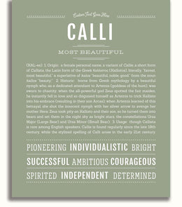 Calli Personalized Name Meaning Art Prints – Name Stories