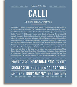 Calli Personalized Name Meaning Art Prints – Name Stories