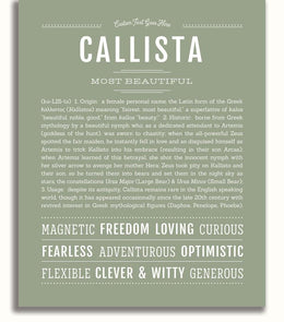 Callista Personalized Name Meaning Art Prints – Name Stories