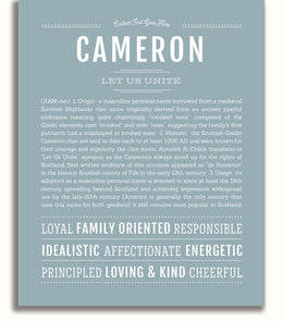 Cameron (male) | Name Art Print – Name Stories