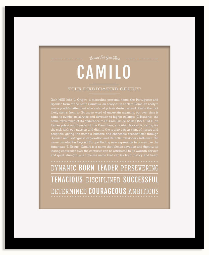 Frame Options | Tan | Black Frame, Matted
