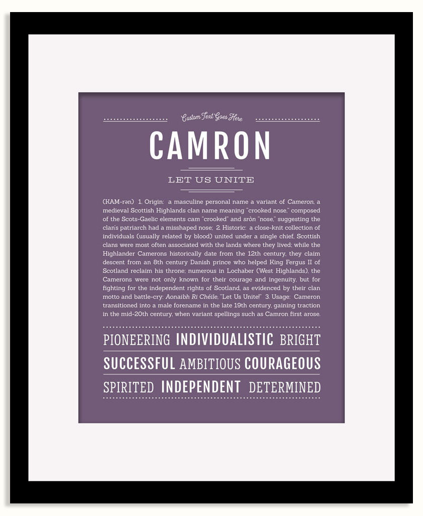 Frame Options | Deep Purple | Black Frame, Matted
